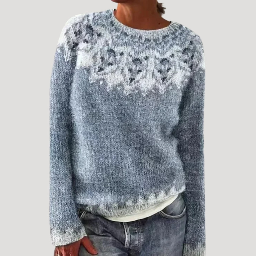 Pull col rond à empiècement coloré pour femme