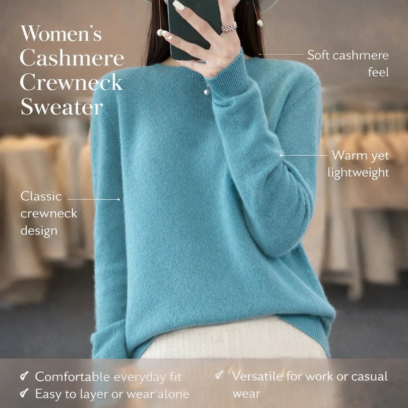 Pull col rond en cachemire pour femme - Style pullover