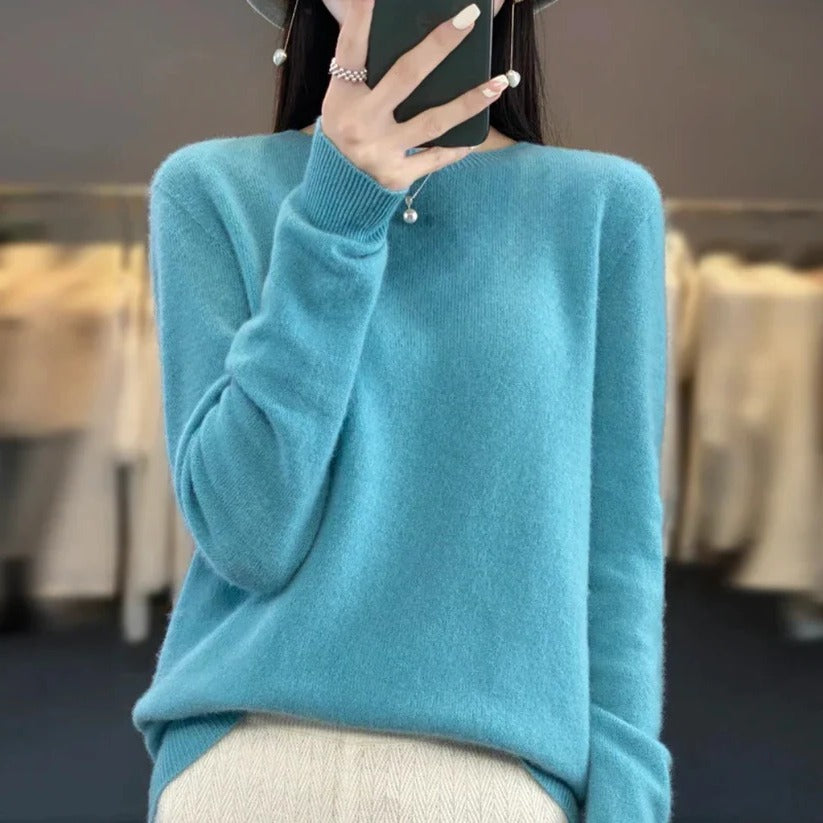 Pull col rond en cachemire pour femme - Style pullover