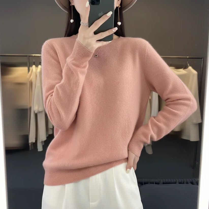 Pull col rond en cachemire pour femme - Style pullover