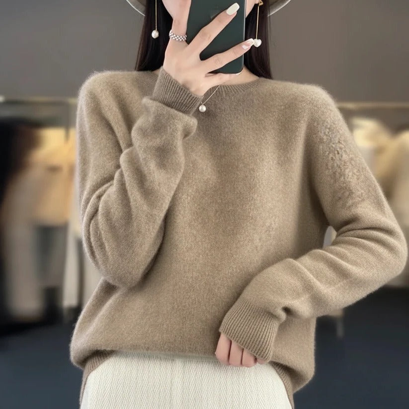 Pull col rond en cachemire pour femme - Style pullover