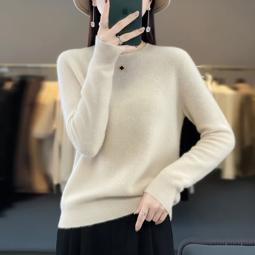 Pull col rond en cachemire pour femme - Style pullover
