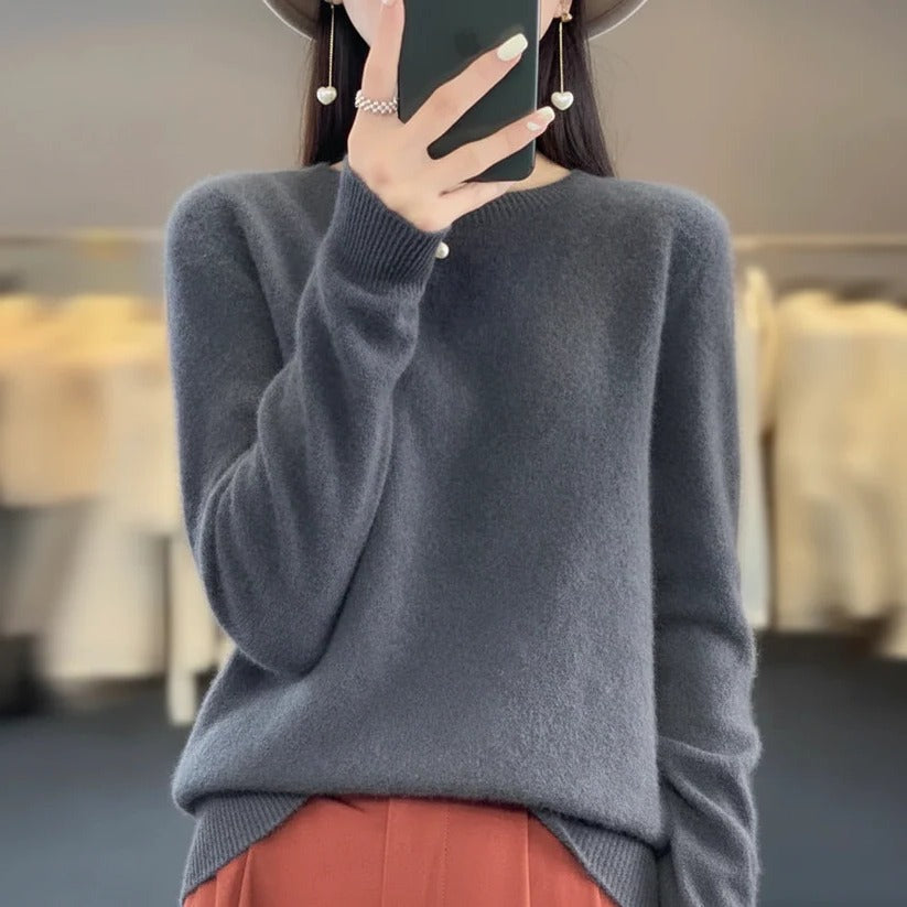 Pull col rond en cachemire pour femme - Style pullover