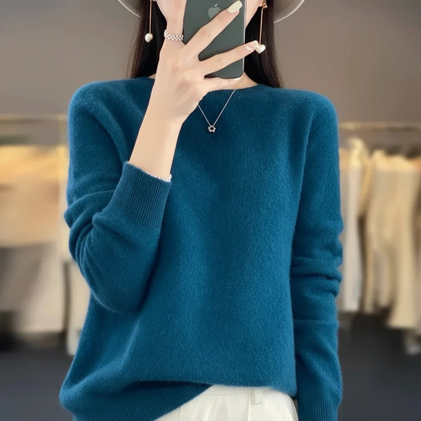 Pull col rond en cachemire pour femme - Style pullover