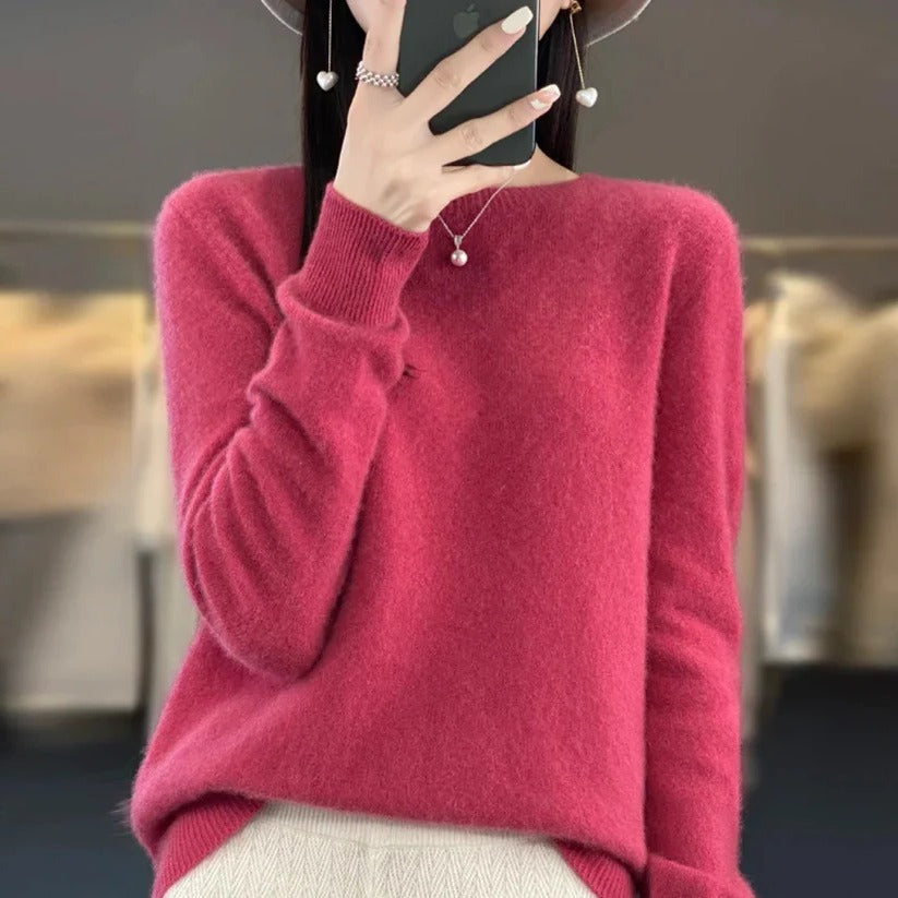 Pull col rond en cachemire pour femme - Style pullover