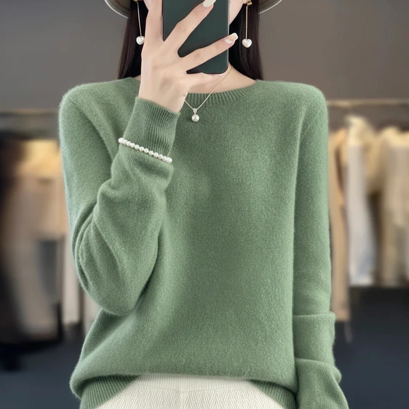 Pull col rond en cachemire pour femme - Style pullover