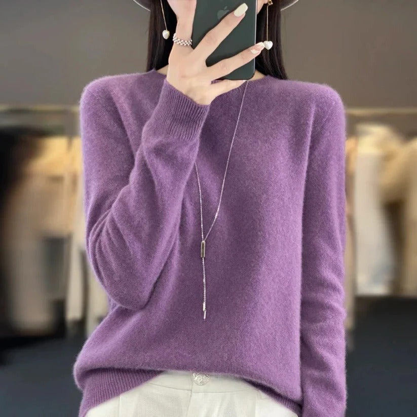 Pull col rond en cachemire pour femme - Style pullover