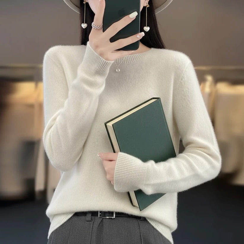 Pull col rond en cachemire pour femme - Style pullover
