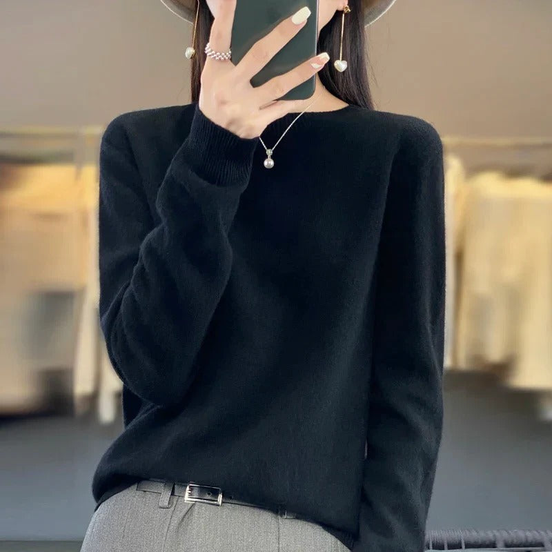 Pull col rond en cachemire pour femme - Style pullover