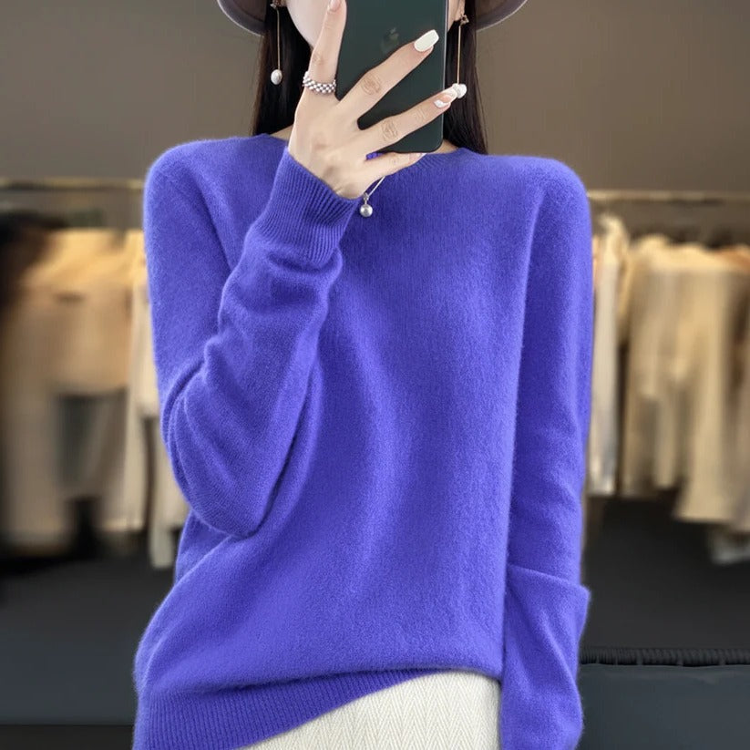 Pull col rond en cachemire pour femme - Style pullover