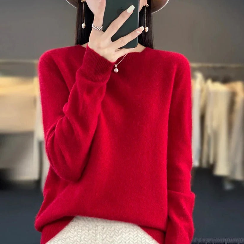 Pull col rond en cachemire pour femme - Style pullover