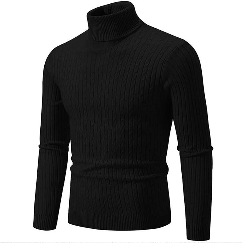 Pull col roulé côtelé pour homme - maille douce et coupe ajustée