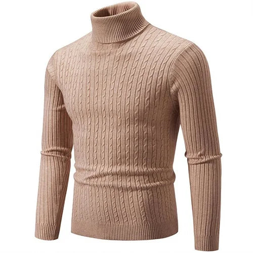 Pull col roulé côtelé pour homme - maille douce et coupe ajustée