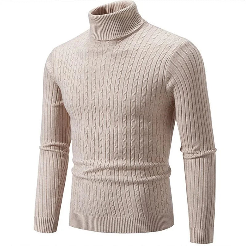 Pull col roulé côtelé pour homme - maille douce et coupe ajustée