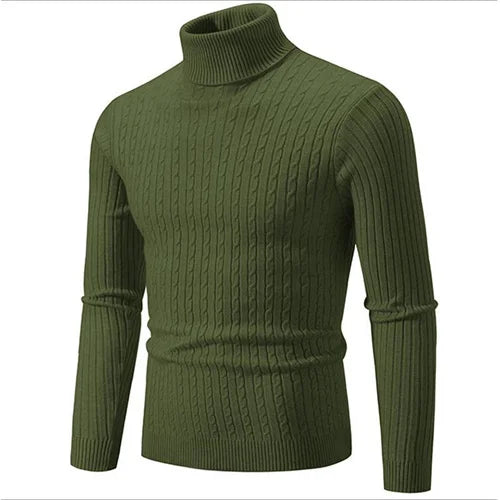 Pull col roulé côtelé pour homme - maille douce et coupe ajustée