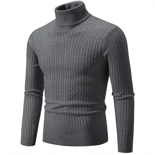 Pull col roulé côtelé pour homme - maille douce et coupe ajustée