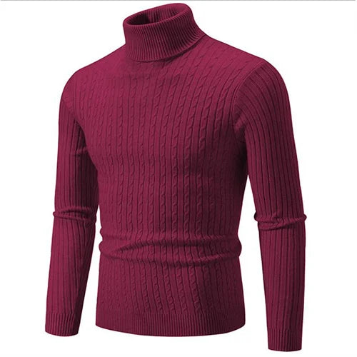 Pull col roulé côtelé pour homme - maille douce et coupe ajustée