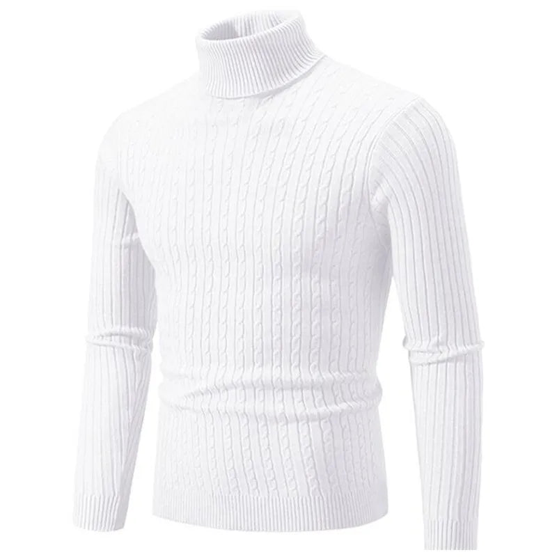 Pull col roulé côtelé pour homme - maille douce et coupe ajustée