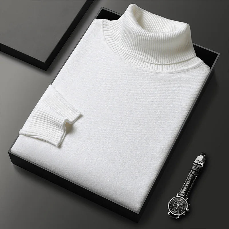 Pull col roulé homme en maille fine avec col montant côtelé, poignets et ourlet côtelés, 6 coloris, tailles XS à 2XL