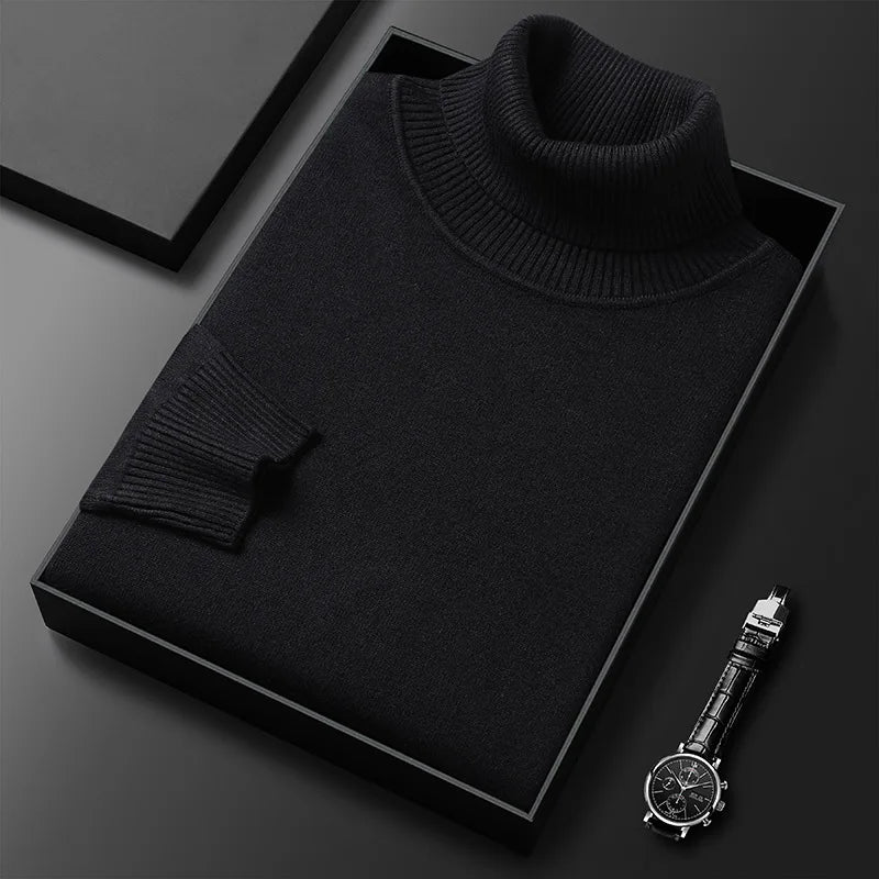 Pull col roulé homme en maille fine avec col montant côtelé, poignets et ourlet côtelés, 6 coloris, tailles XS à 2XL