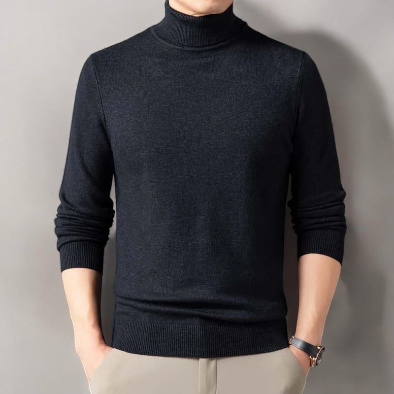 Pull col roulé homme en maille fine avec col montant côtelé, poignets et ourlet côtelés, 6 coloris, tailles XS à 2XL