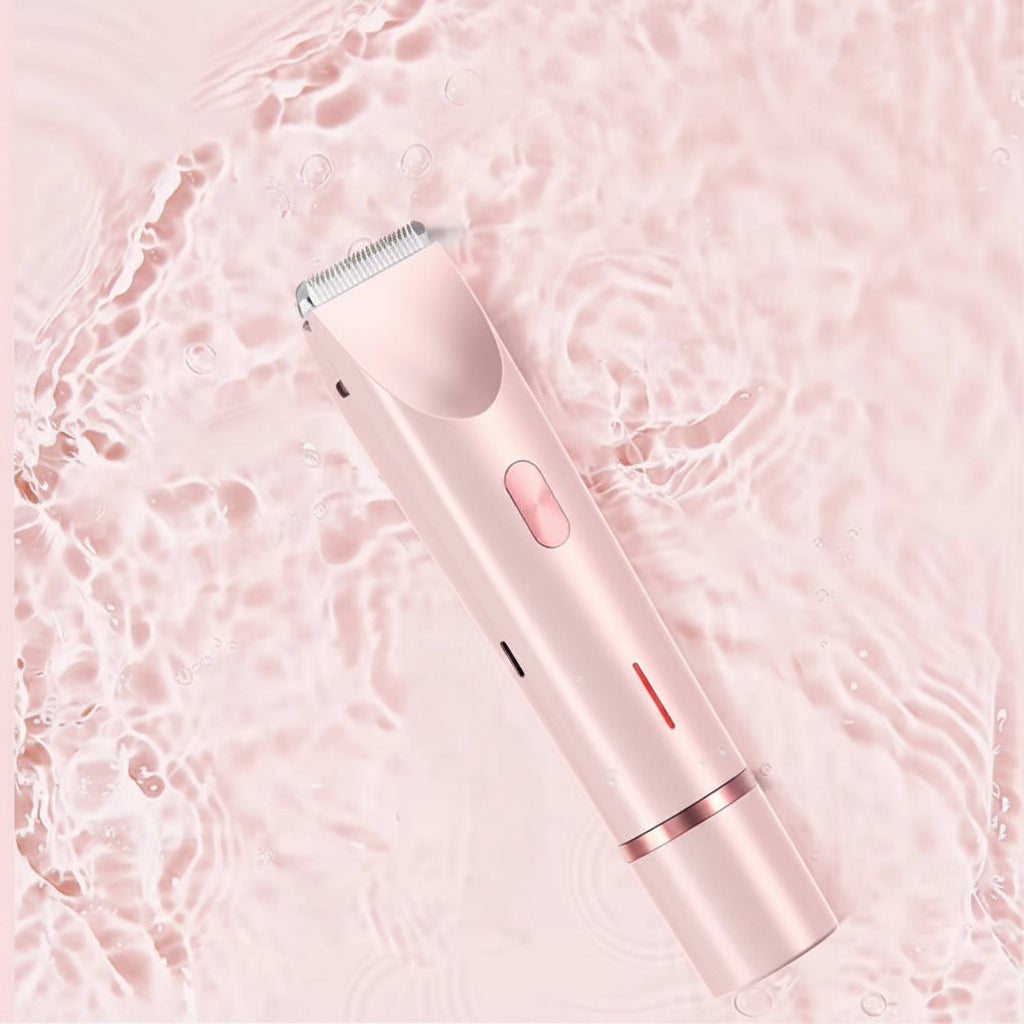 Rasoir électrique femme 2 en 1 avec tête rotative et tondeuse interchangeable, rechargeable USB-C, utilisation sèche et 