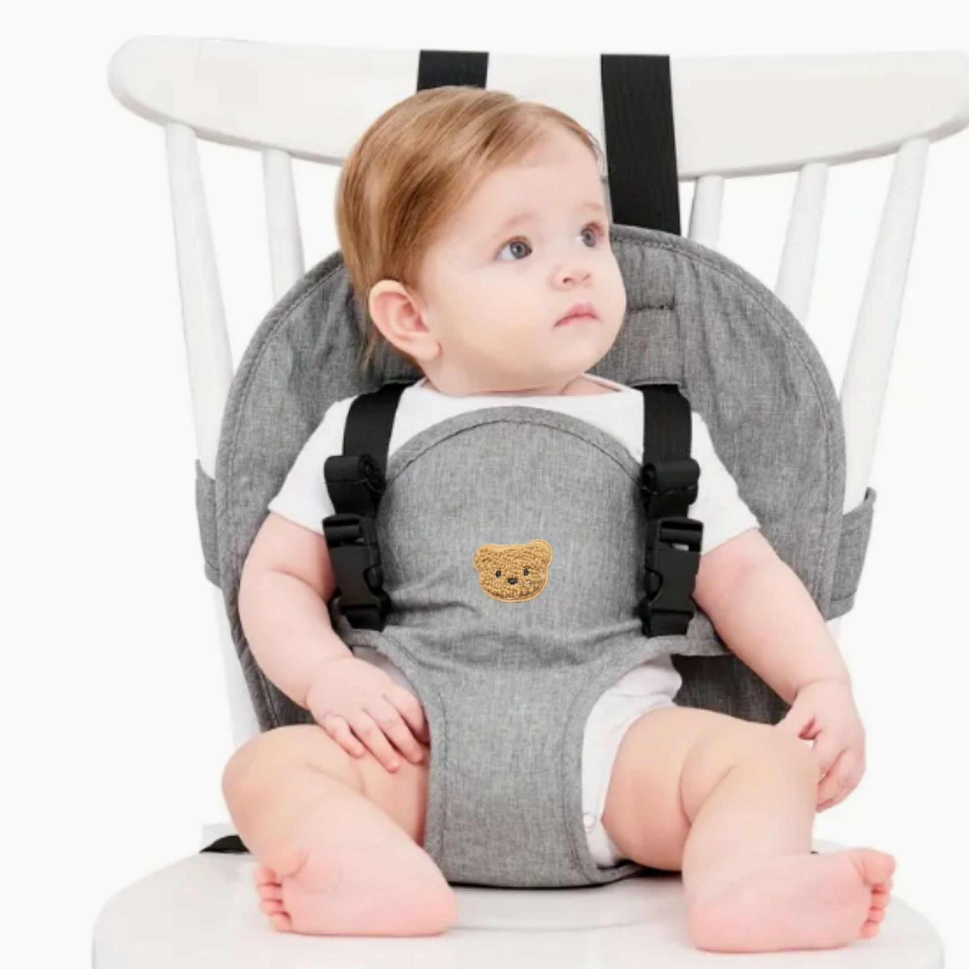 Rehausseur de chaise portable rembourré avec harnais de sécurité pour bébé