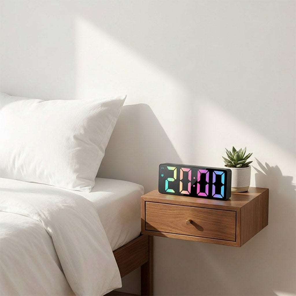 Réveil numérique avec finition miroir