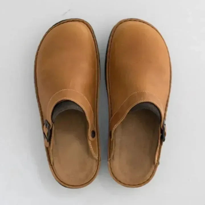Sabots fermés en simili cuir avec bride à boucle, enfilage facile, semelle intérieure rembourrée, pour homme et femme, b