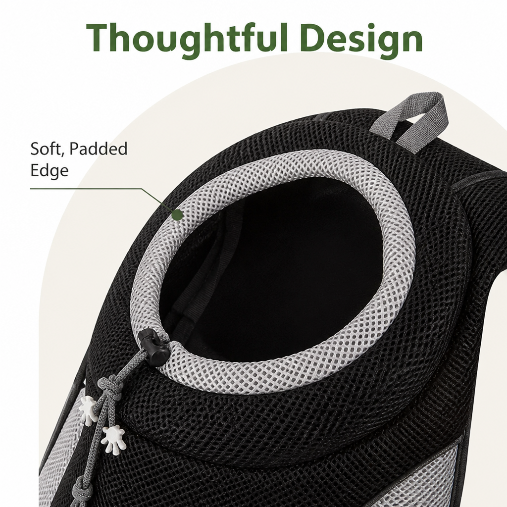 Sac à dos de transport pour chien avec filet respirant et rembourrage ergonomique (base amovible)