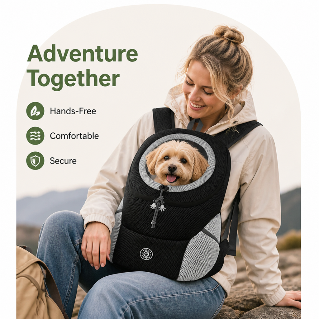 Sac à dos de transport pour chien avec filet respirant et rembourrage ergonomique (base amovible)