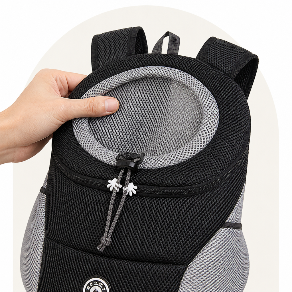 Sac à dos de transport pour chien avec filet respirant et rembourrage ergonomique (base amovible)