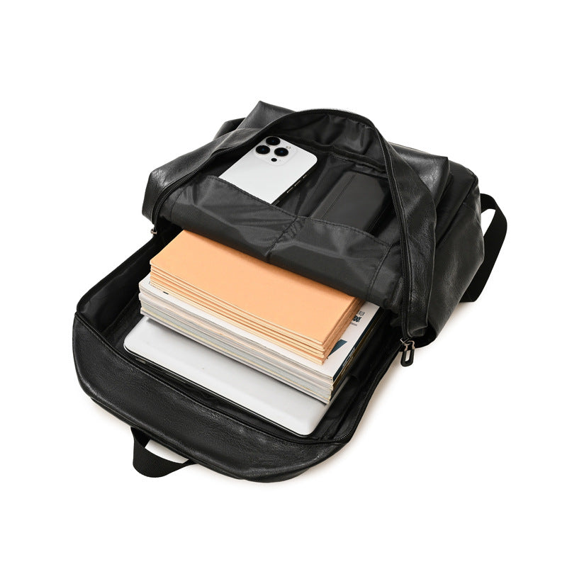 Sac à dos en cuir pour ordinateur portable, cuir premium, compatible 15 pouces, bretelles rembourrées