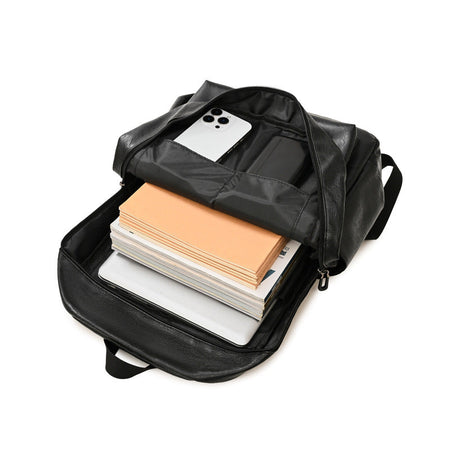 Sac à dos en cuir pour ordinateur portable, cuir premium, compatible 15 pouces, bretelles rembourrées