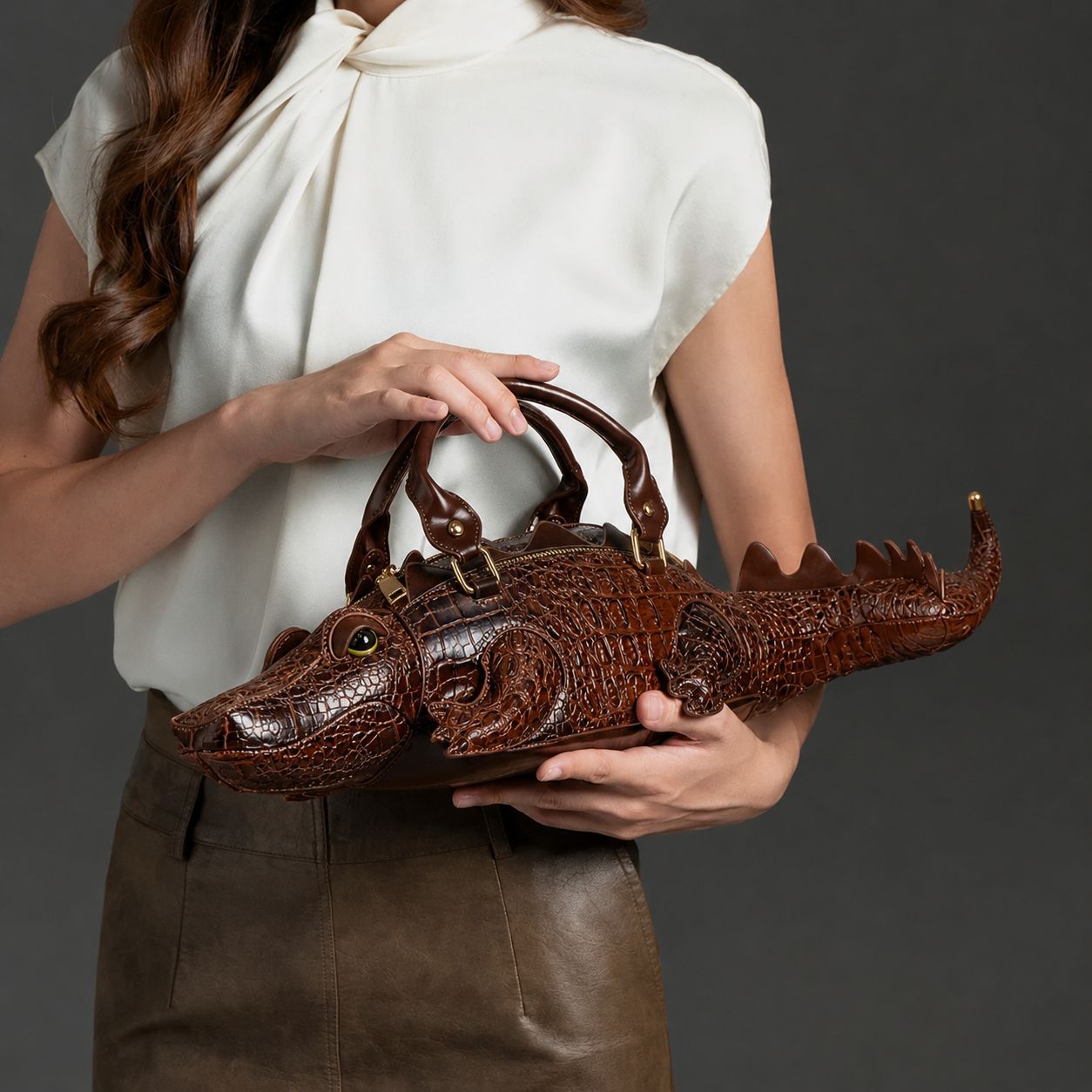 Sac à main fantaisie alligator