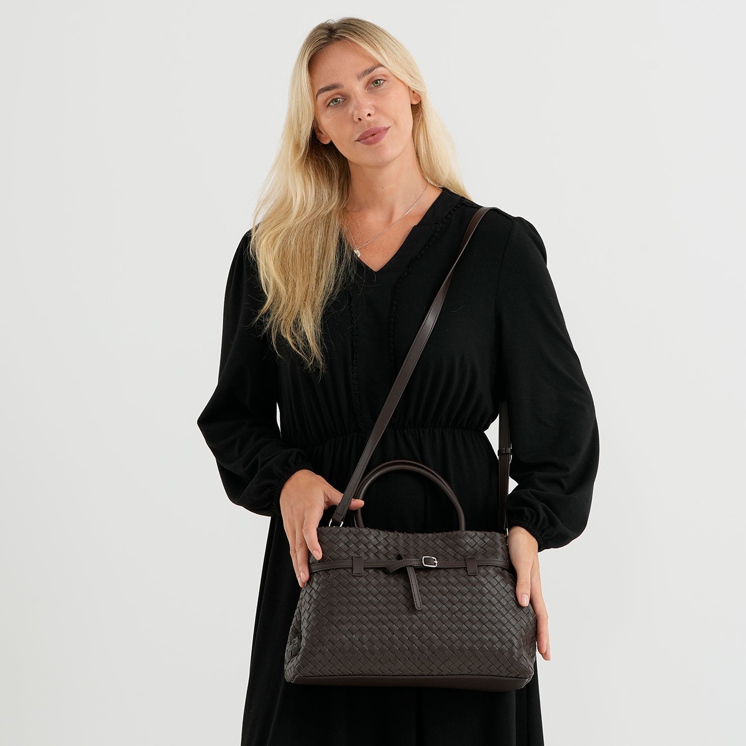 Sac bandoulière femme Valissiere en cuir véritable avec rangement multi-poches