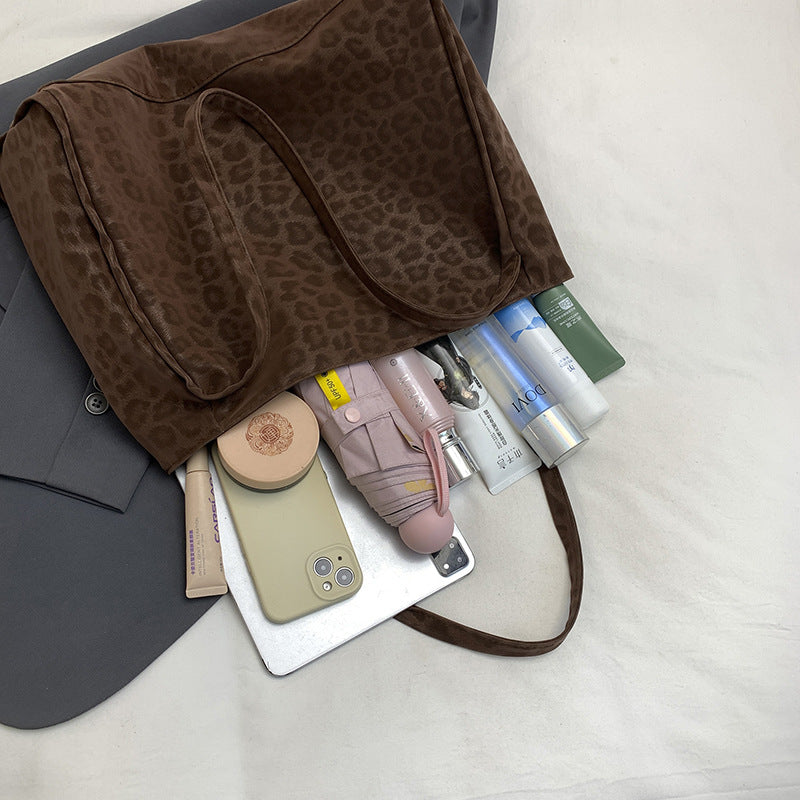 Sac cabas d'épaule en daim texturé luxueux