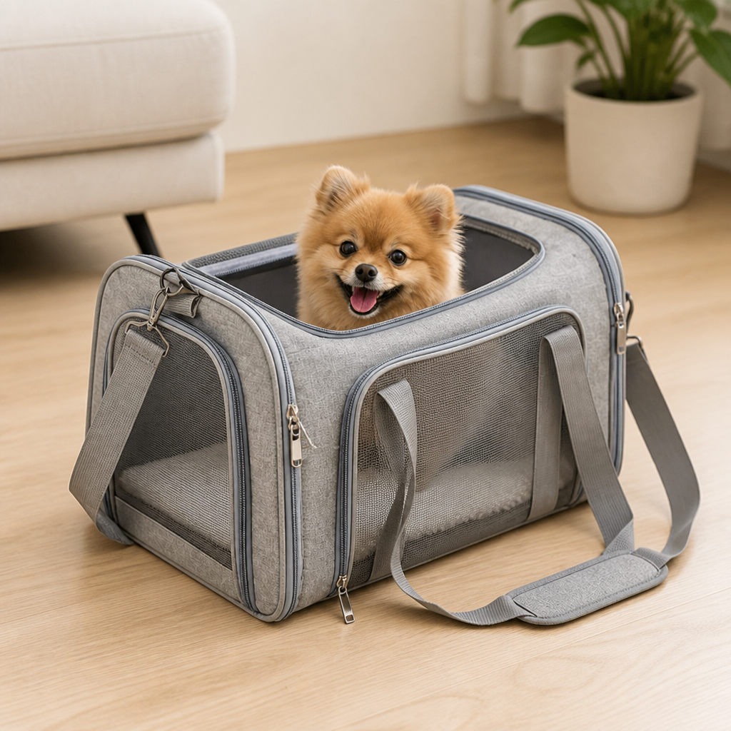 Sac de transport pour animaux en mesh respirant et imperméable homologué avion (coussin polaire amovible)