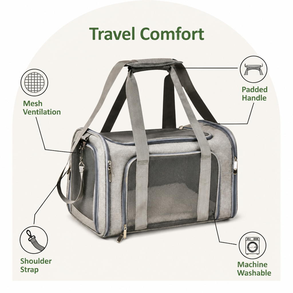 Sac de transport pour animaux en mesh respirant et imperméable homologué avion (coussin polaire amovible)