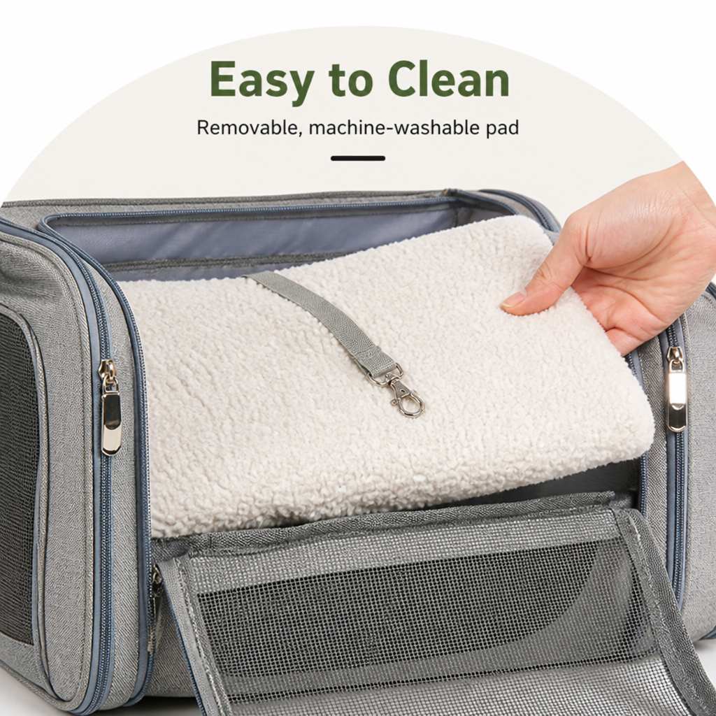 Sac de transport pour animaux en mesh respirant et imperméable homologué avion (coussin polaire amovible)