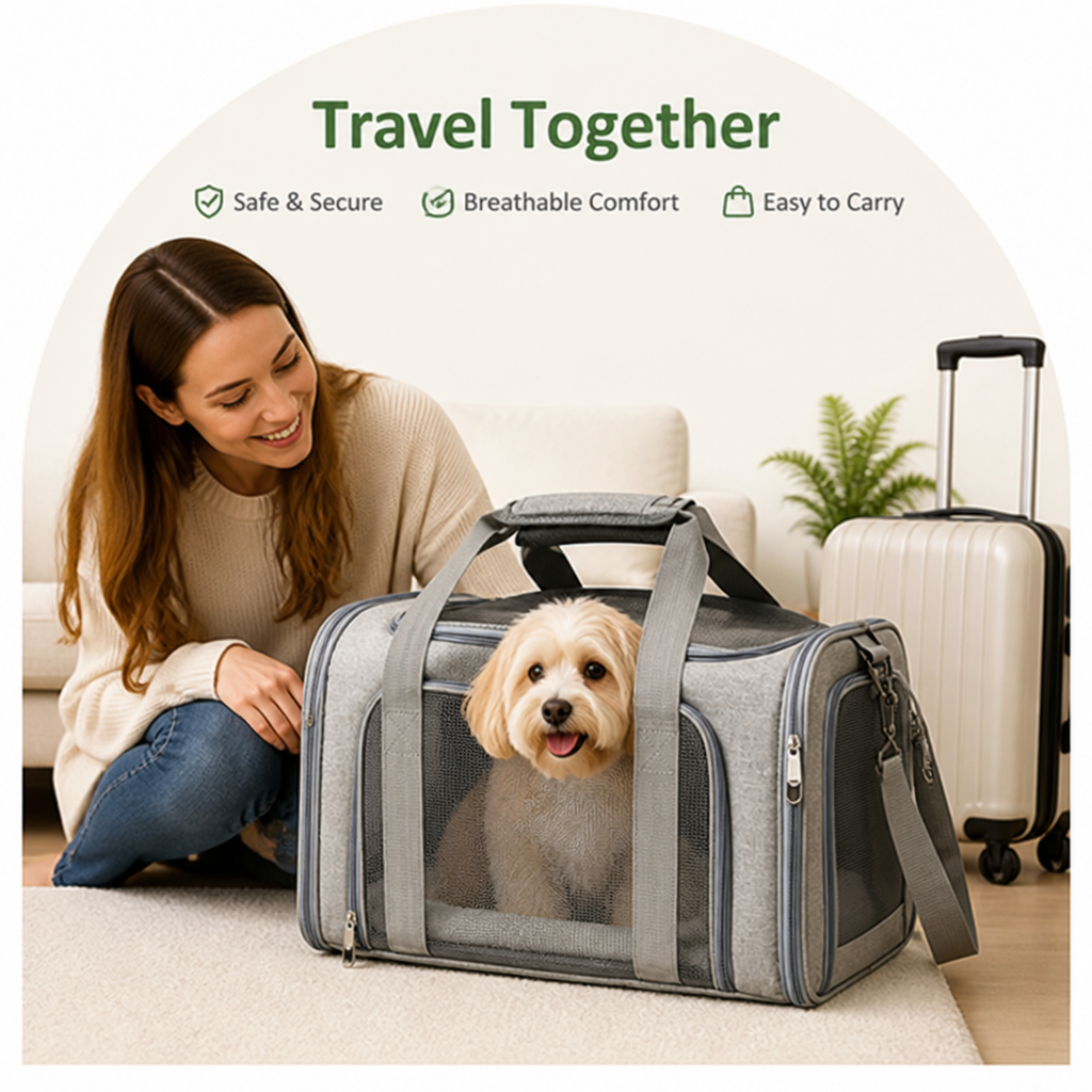 Sac de transport pour animaux en mesh respirant et imperméable homologué avion (coussin polaire amovible)