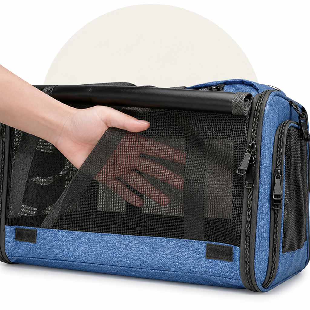 Sac de transport respirant en mesh et pliable homologué compagnie aérienne