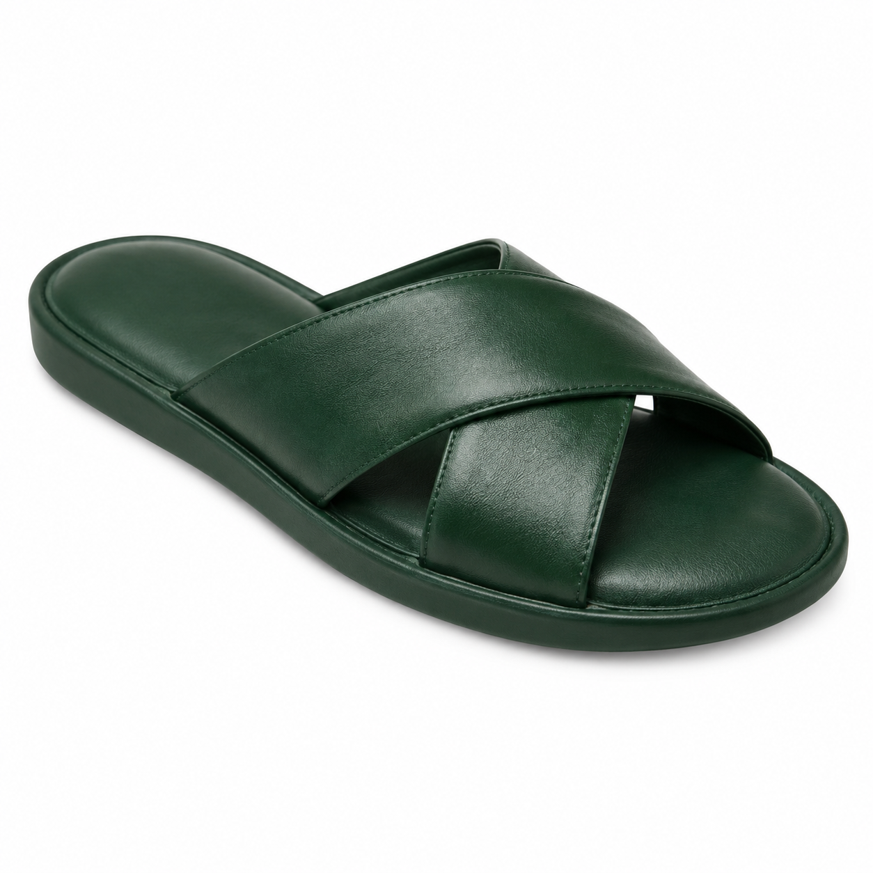 NARSAGO Men's Green Cross-Strap Slide Sandals