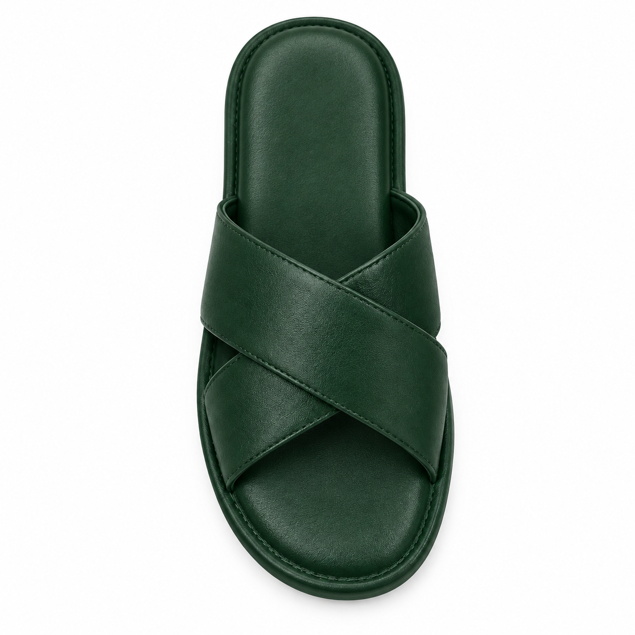 NARSAGO Men's Green Cross-Strap Slide Sandals