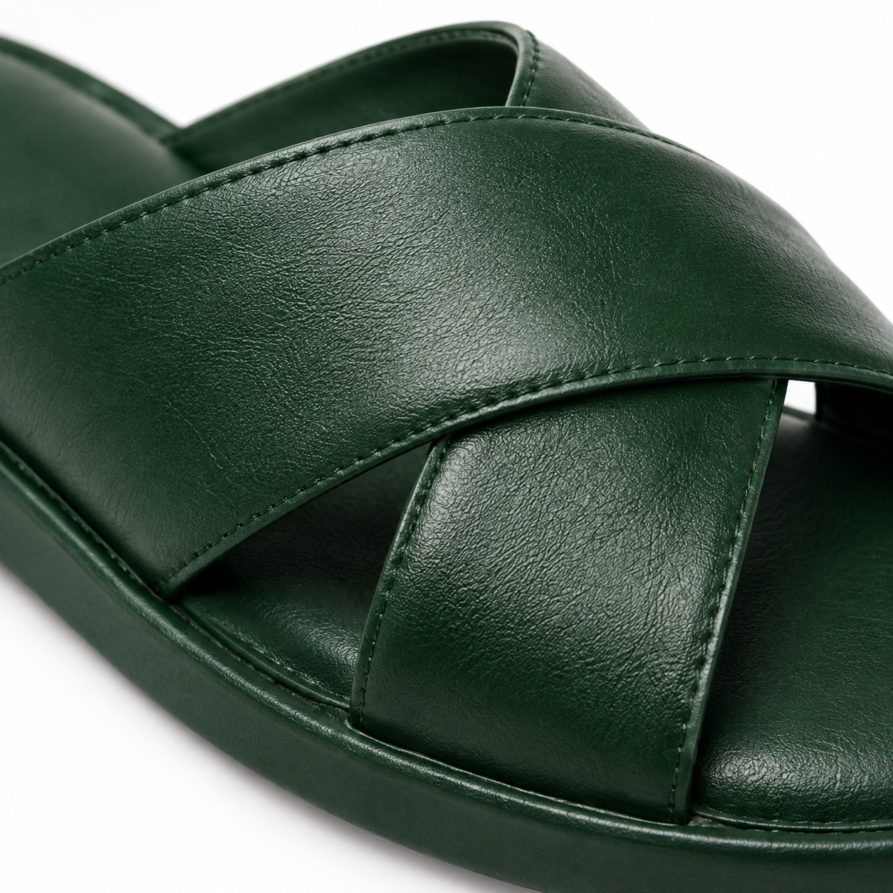 NARSAGO Men's Green Cross-Strap Slide Sandals