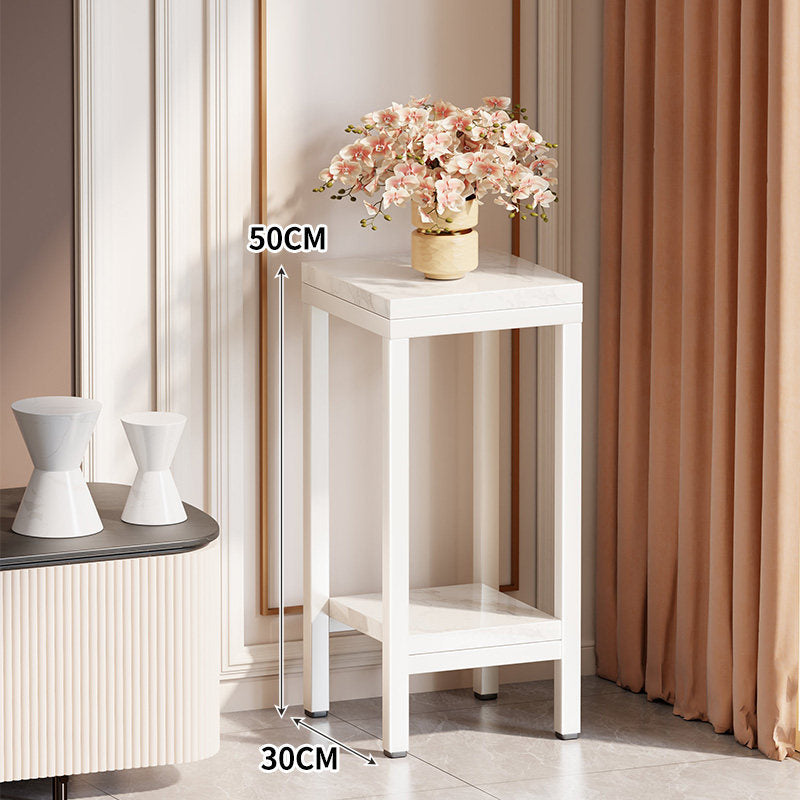 Sellette haute étroite dessus marbre avec étagère inférieure et structure métal doré