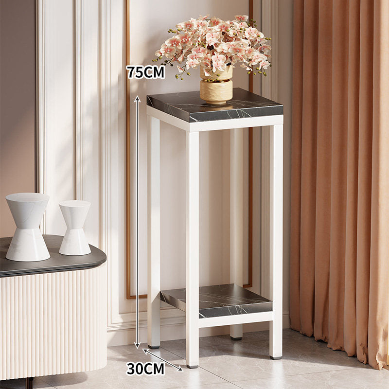 Sellette haute étroite dessus marbre avec étagère inférieure et structure métal doré