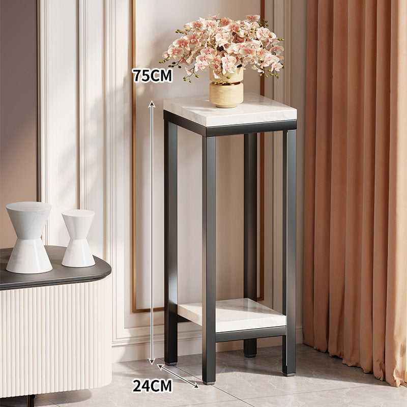 Sellette haute étroite dessus marbre avec étagère inférieure et structure métal doré