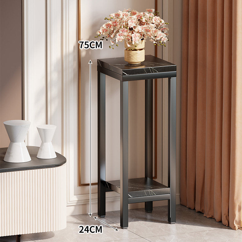 Sellette haute étroite dessus marbre avec étagère inférieure et structure métal doré