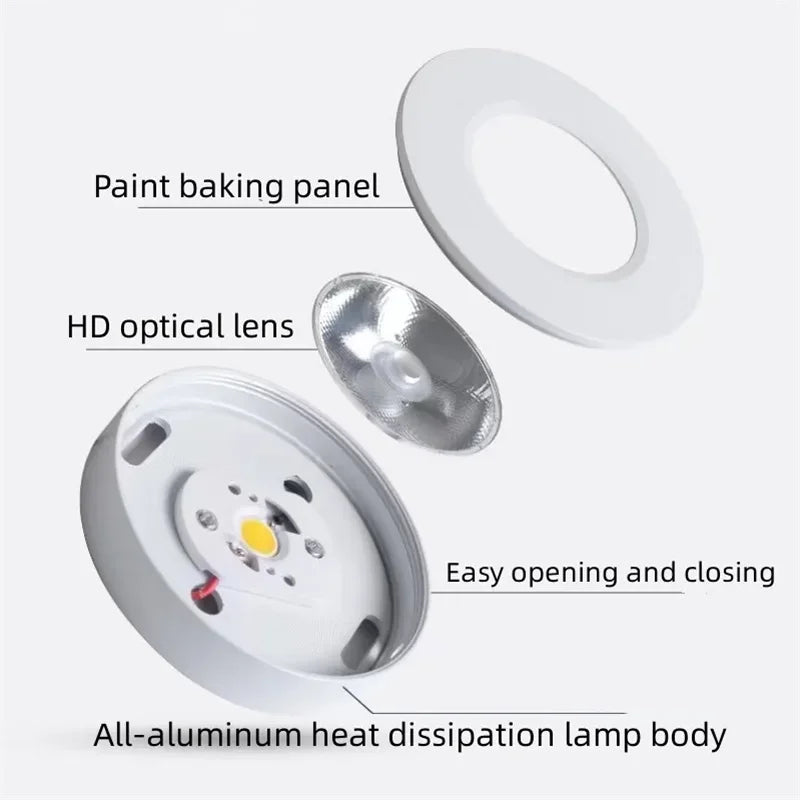 Spot LED ultra-fin en saillie aluminium anti-éblouissement pour cuisine, salle de bain, séjour 90-260 V